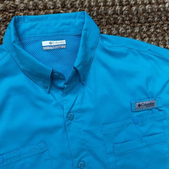 Columbia PFG Performance Outdoor Shirt Fishing Hiking (Medium) Blue Vent… - Picture 3 of 7